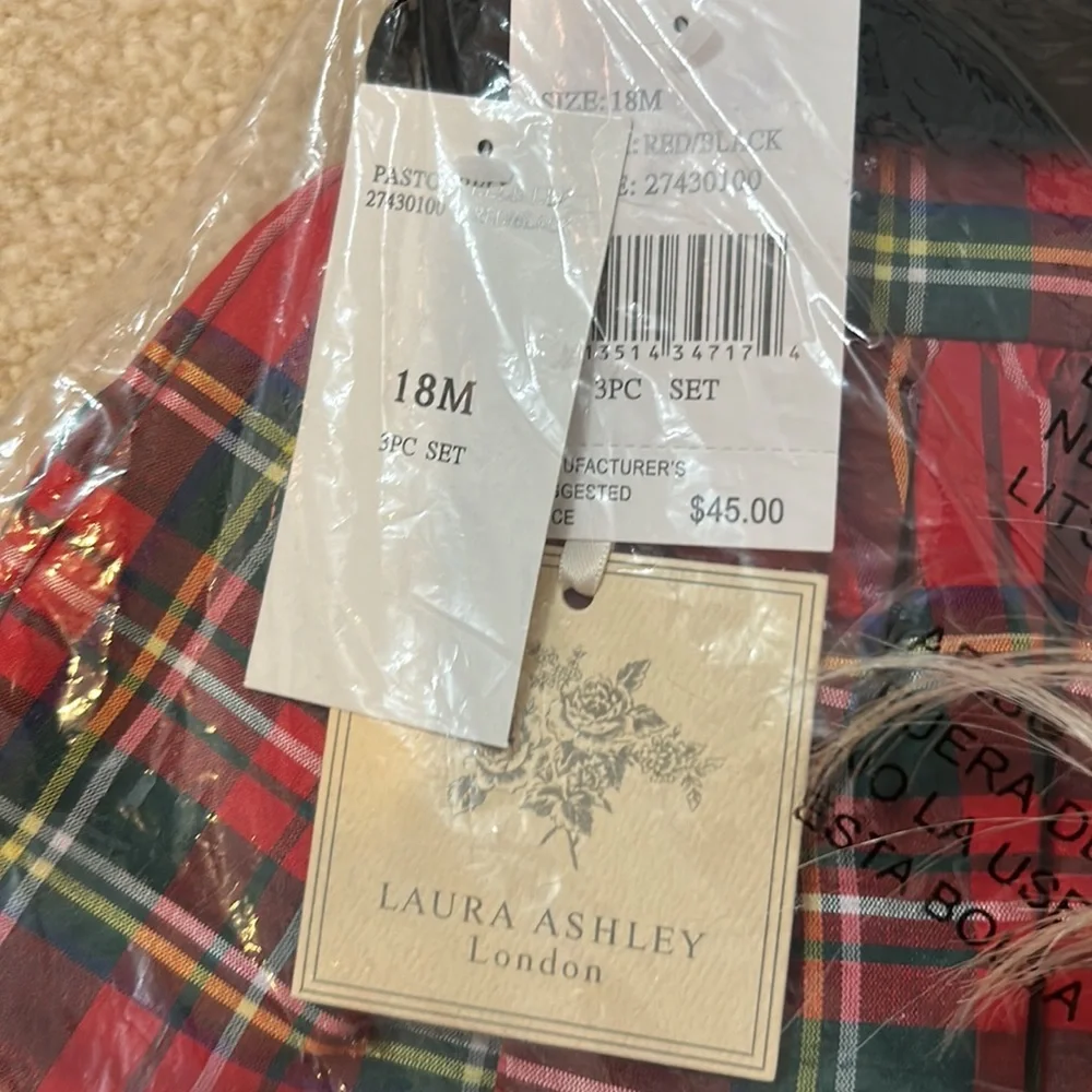 NWT never worn new girls 18 month Christmas plaid dress velvet jacket tartan - Picture 4 of 4